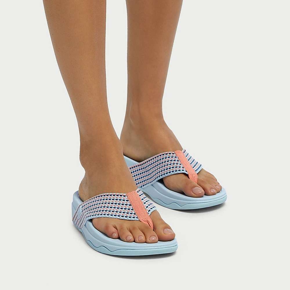 Blue Women's Fitflop SURFA Webbing Toe-Post Sandals | GS7934680