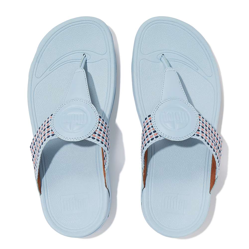 Blue Women's Fitflop WALKSTAR Finestripe Toe-Post Sandals | YS1546892