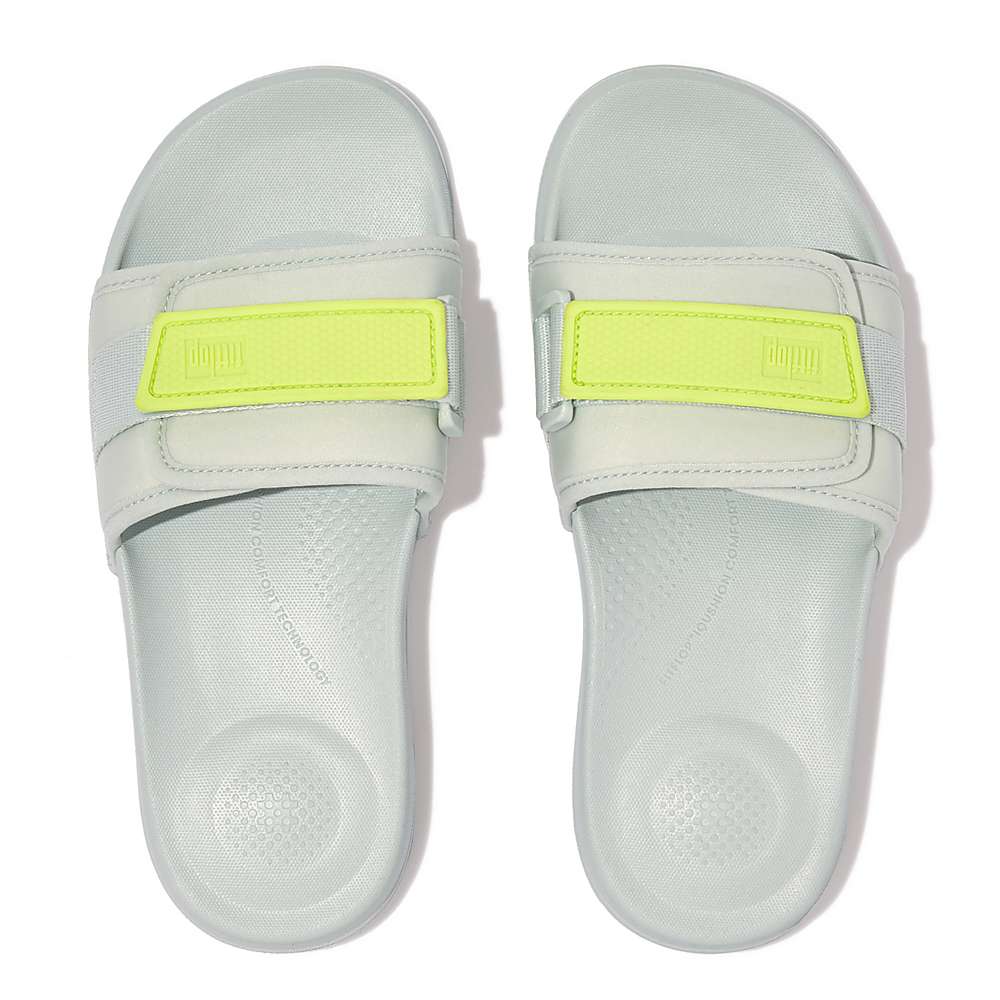 Blue/Yellow Women's Fitflop IQUSHION Adjustable Water-Resistant Slides | PR0597864