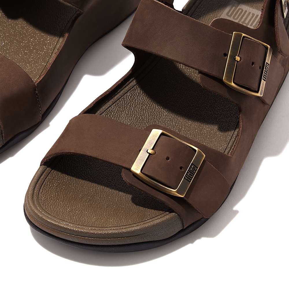 Brown Men's Fitflop GOGH MOC Buckle Nubuck Sandals | ET9504261