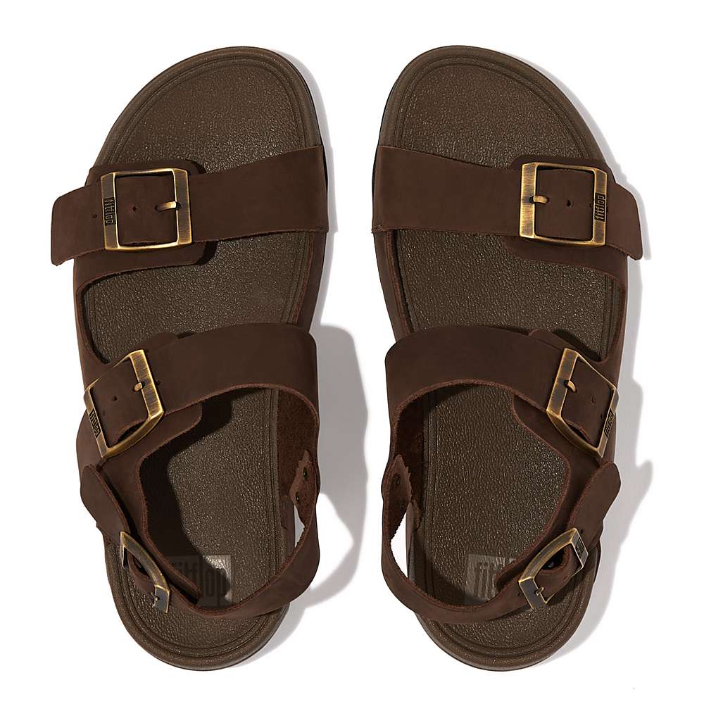 Brown Men's Fitflop GOGH MOC Buckle Nubuck Sandals | ET9504261