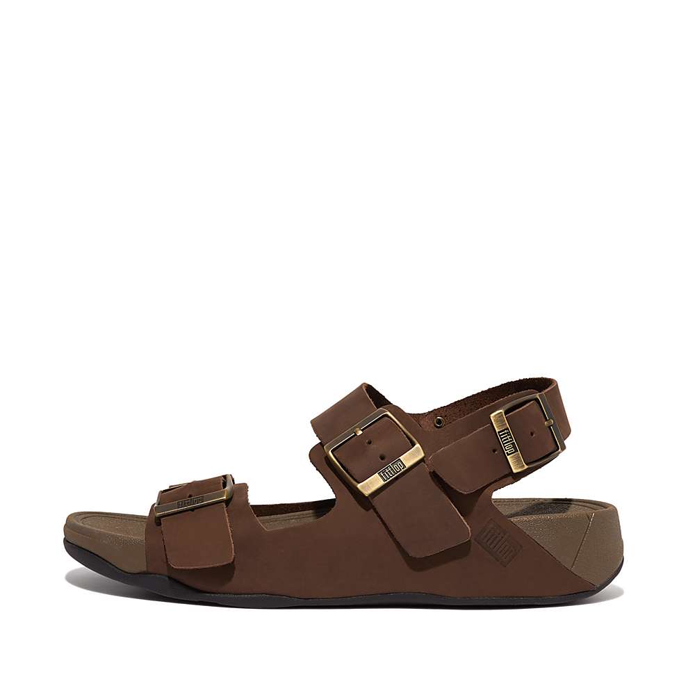 Brown Men\'s Fitflop GOGH MOC Buckle Nubuck Sandals | ET9504261