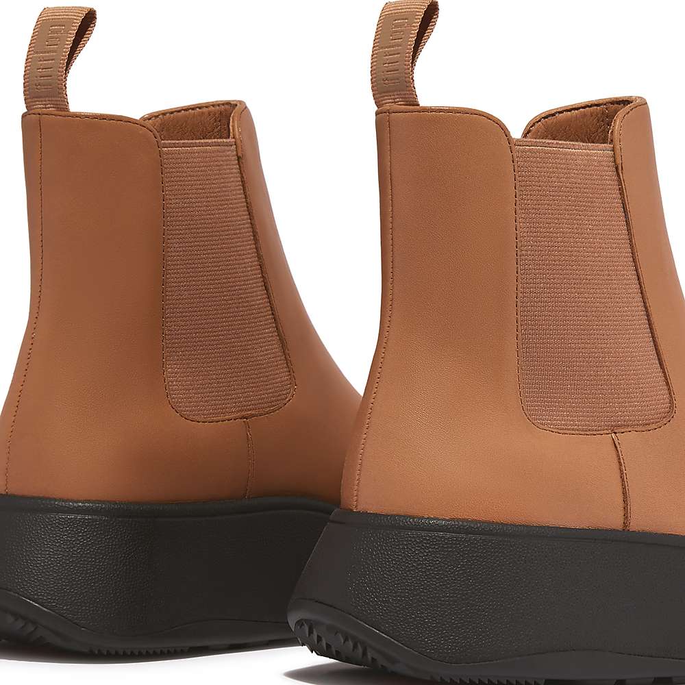 Brown Women's Fitflop F-MODE Leather Flatform Chelsea Boots | DS0847196