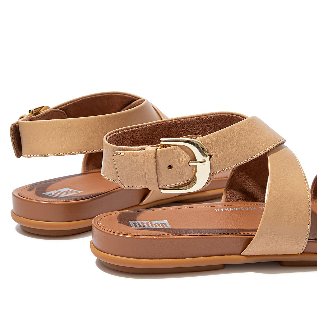 Brown Women's Fitflop GRACIE Buckle Leather Ankle-Strap Sandals | RI2310678