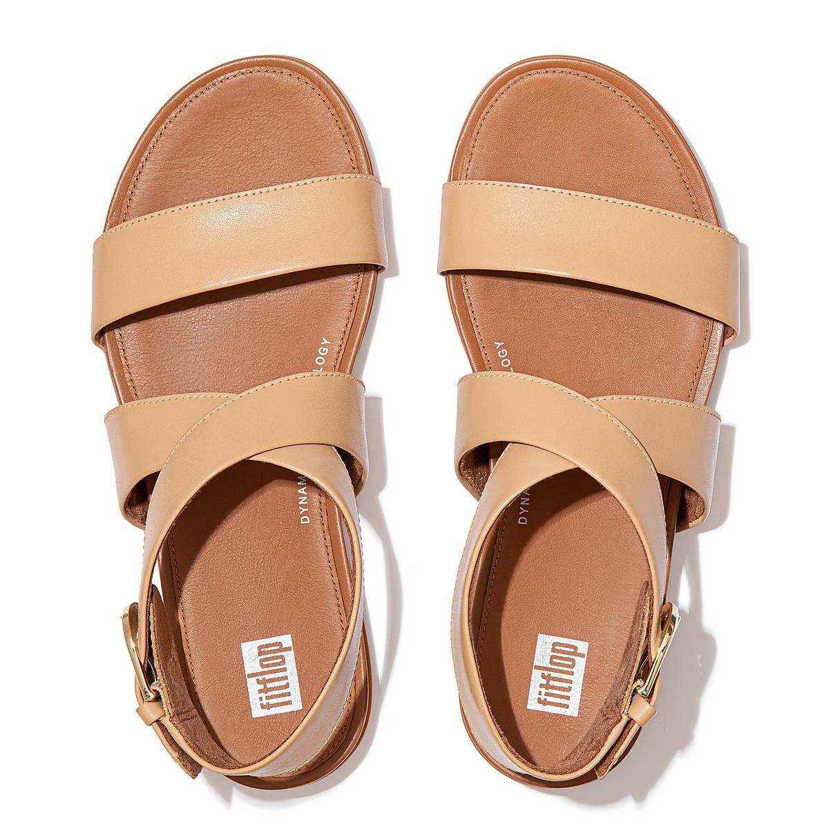 Brown Women's Fitflop GRACIE Buckle Leather Ankle-Strap Sandals | RI2310678