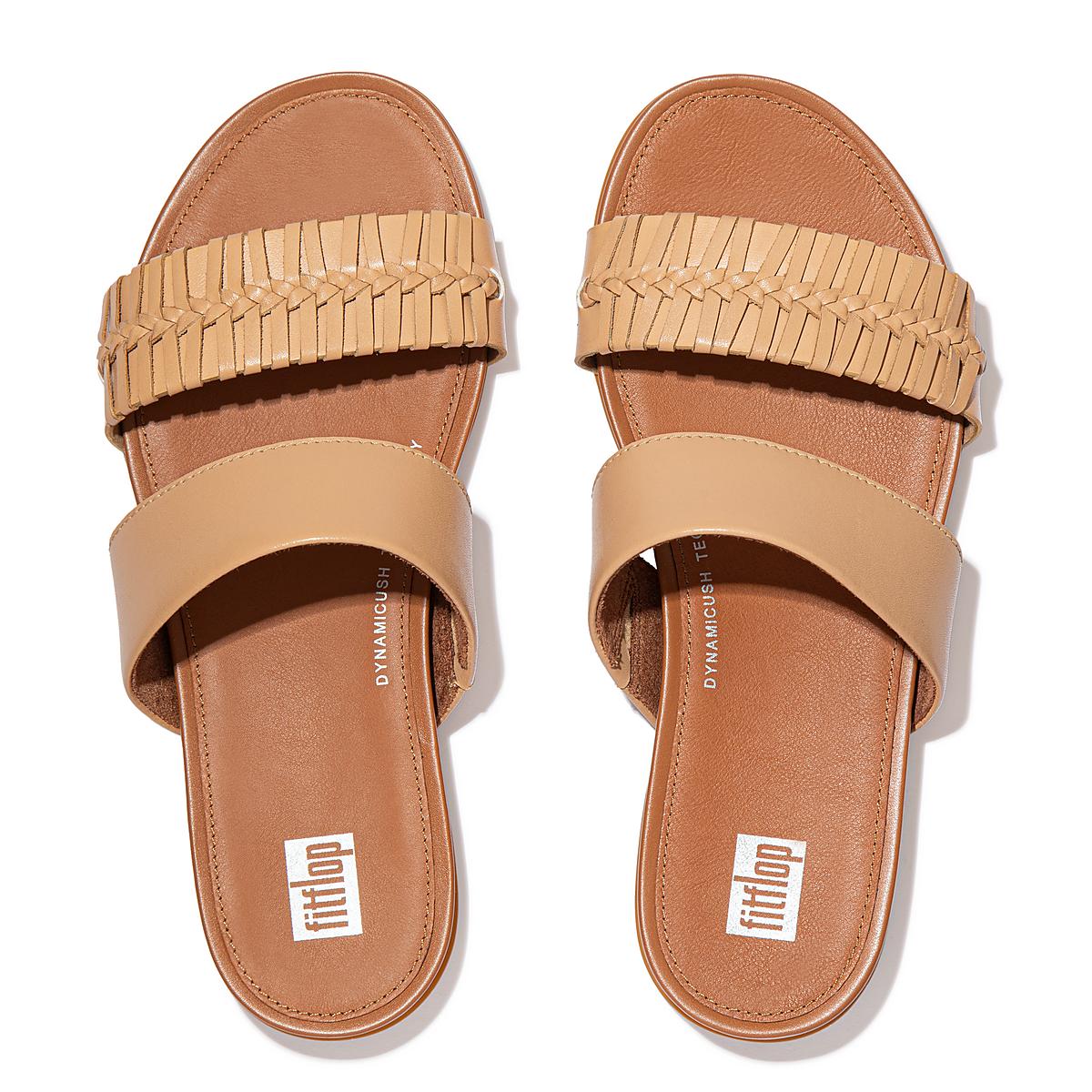 Brown Women's Fitflop GRACIE Wrapped Weave Slides Sandals | PM9628347