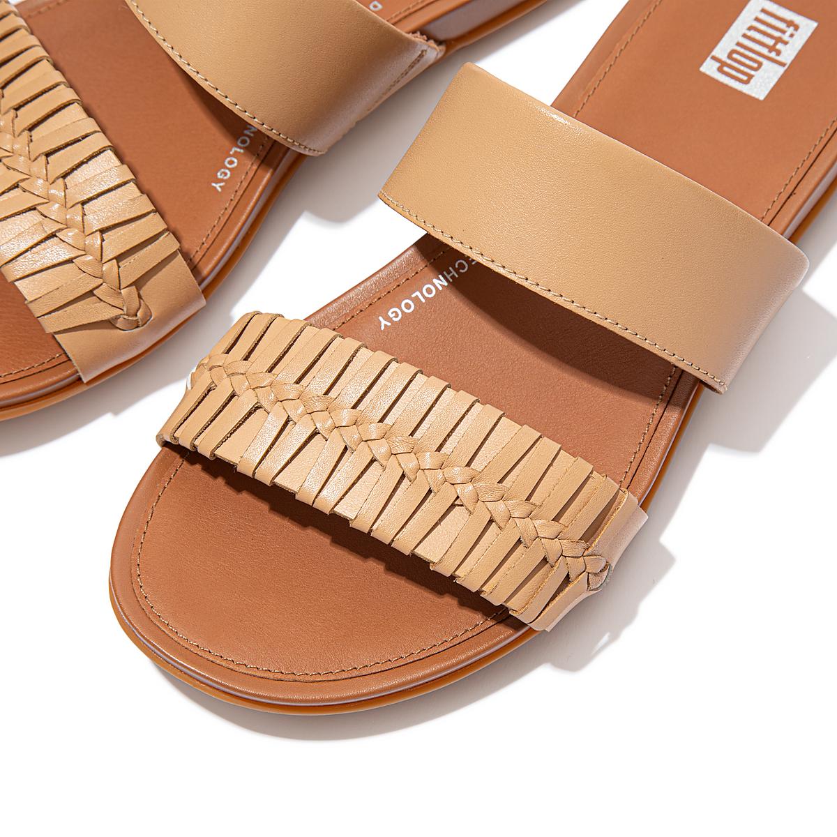 Brown Women's Fitflop GRACIE Wrapped Weave Slides Sandals | PM9628347