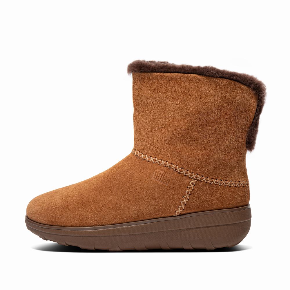 Brown Women's Fitflop MUKLUK SHORTY Shearling-Lined Suede Ankle Boots | HJ9218073