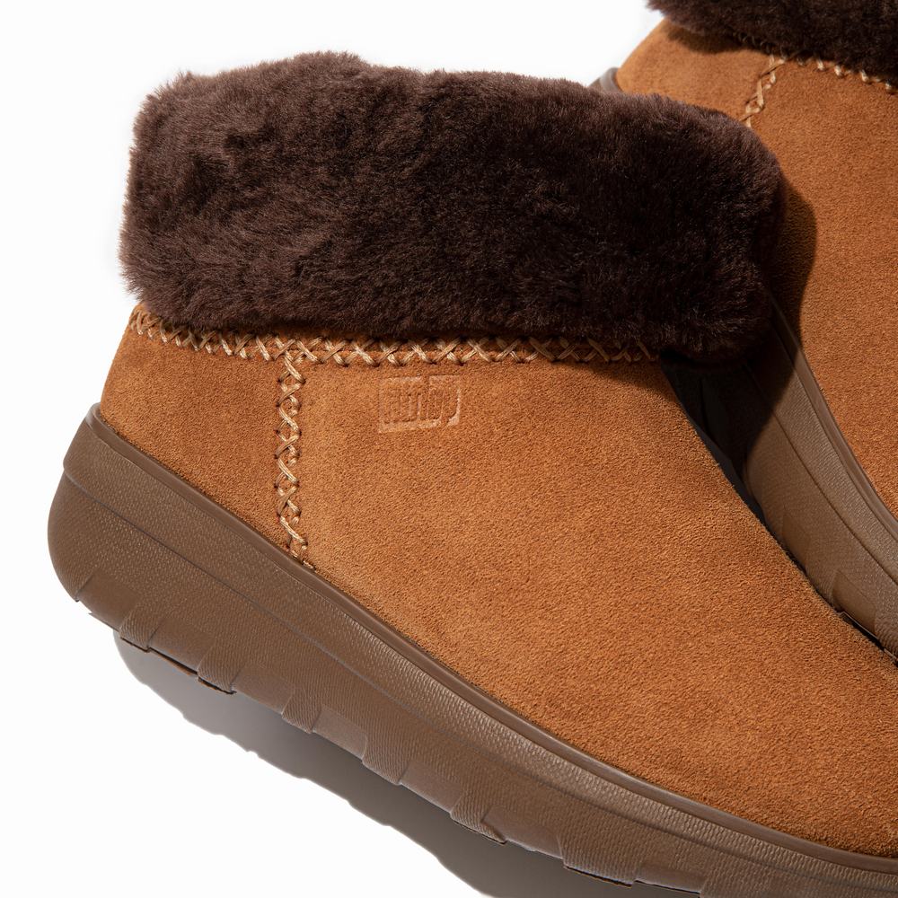 Brown Women's Fitflop MUKLUK SHORTY Shearling-Lined Suede Ankle Boots | HJ9218073