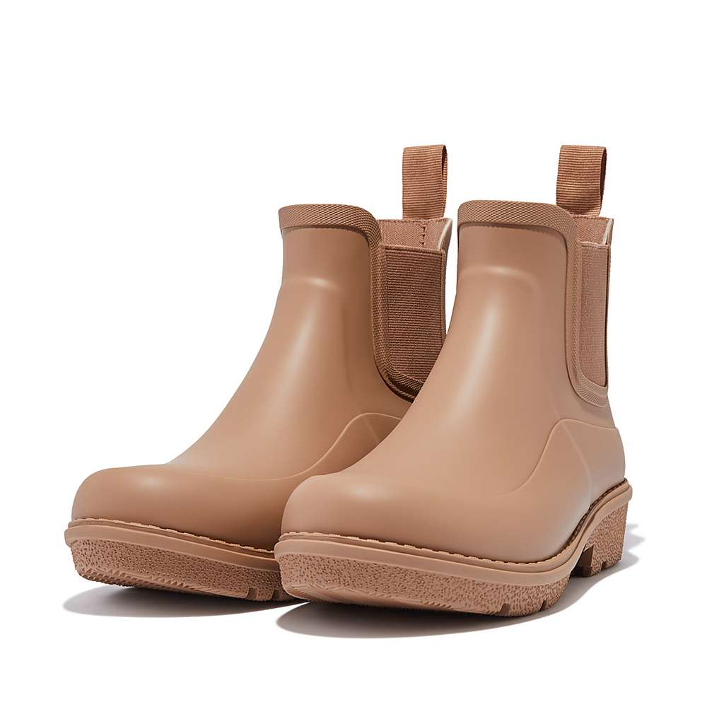 Brown Women's Fitflop WONDERWELLY Chelsea Rain Boots | DN2304659