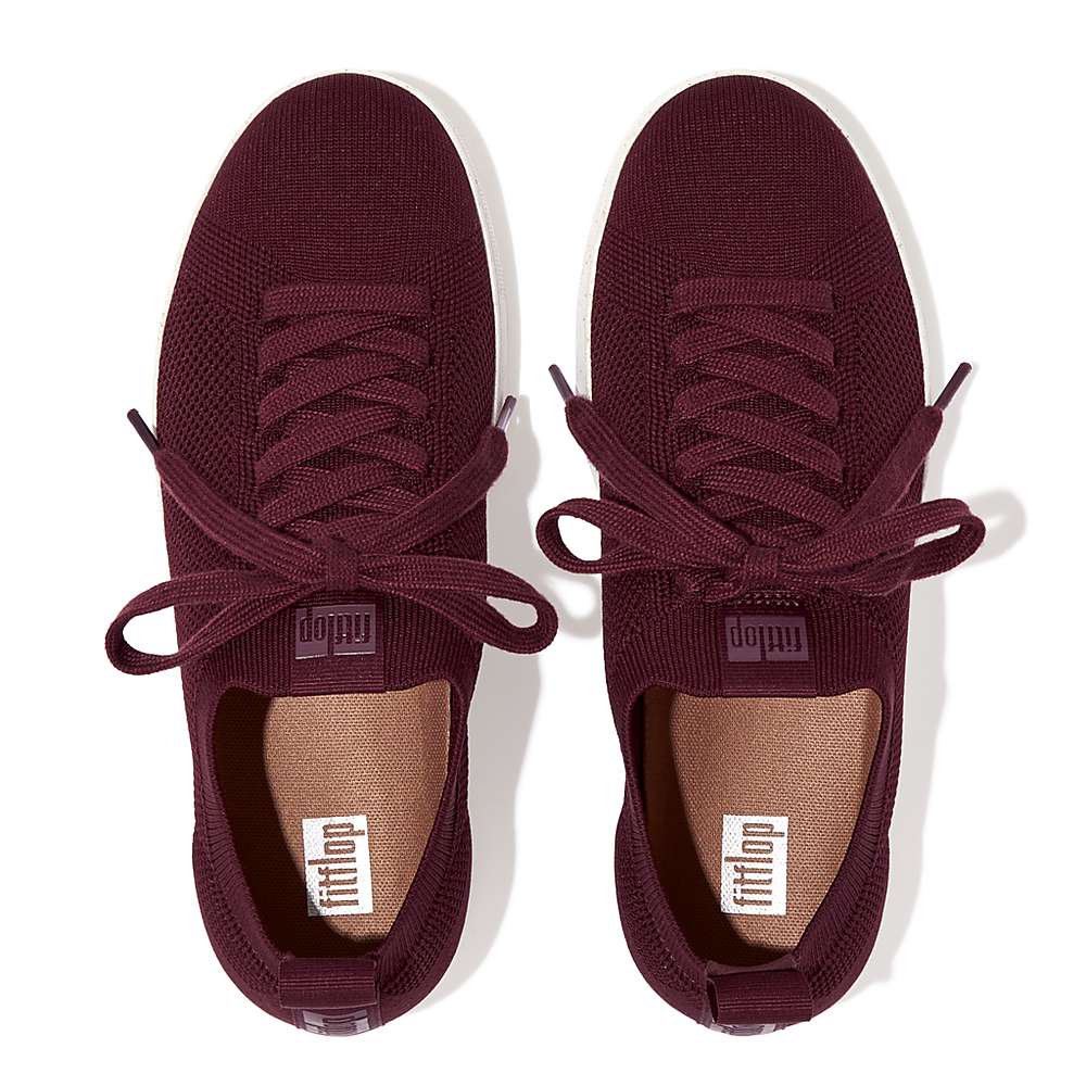 Burgundy Women's Fitflop RALLY E01 Multi-Knit Sneakers | IP3812675