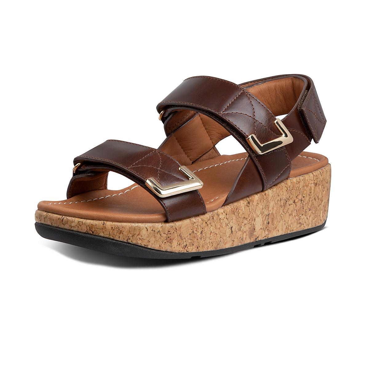 Chocolate Brown Women's Fitflop REMI Adjustable Leather Sandals | YA9802614