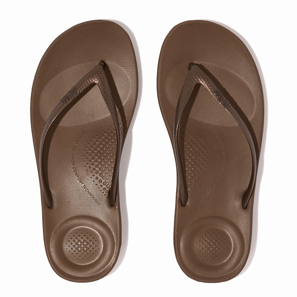 Chocolate Women's Fitflop IQUSHION Ergonomic Flip Flops | KD7925604