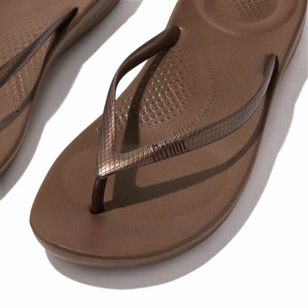 Chocolate Women's Fitflop IQUSHION Ergonomic Flip Flops | KD7925604