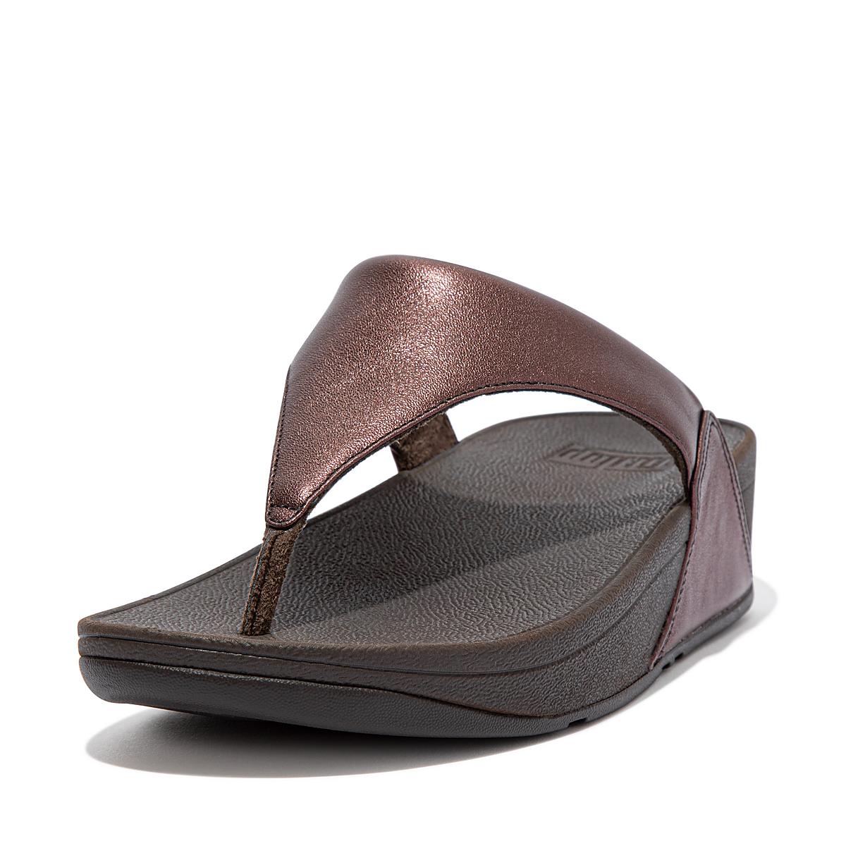 Chocolate Women's Fitflop LULU Metallic Leather Sandals | KR2310867