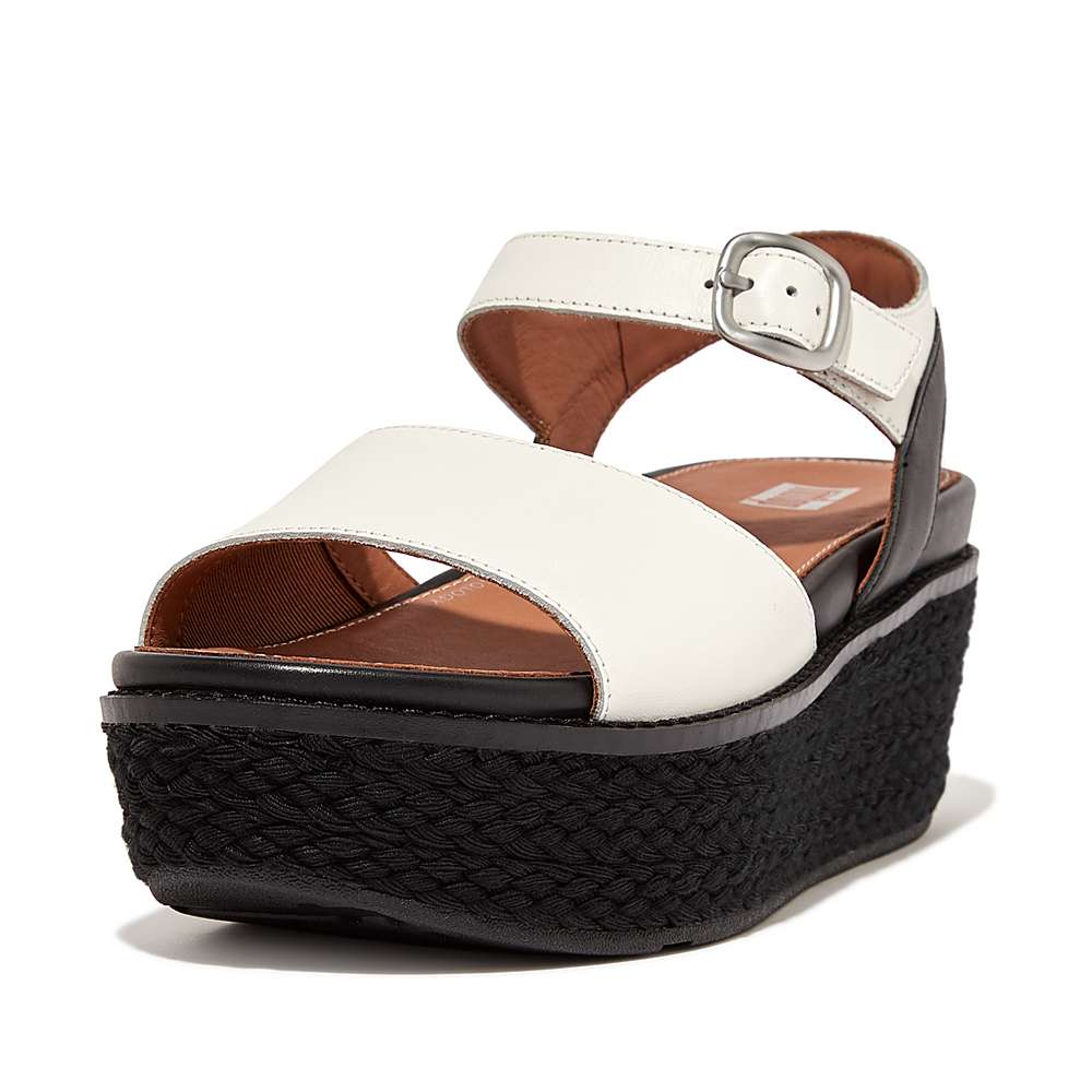 Cream Women's Fitflop ELOISE Espadrille Leather Wedge Sandals | GQ1563782