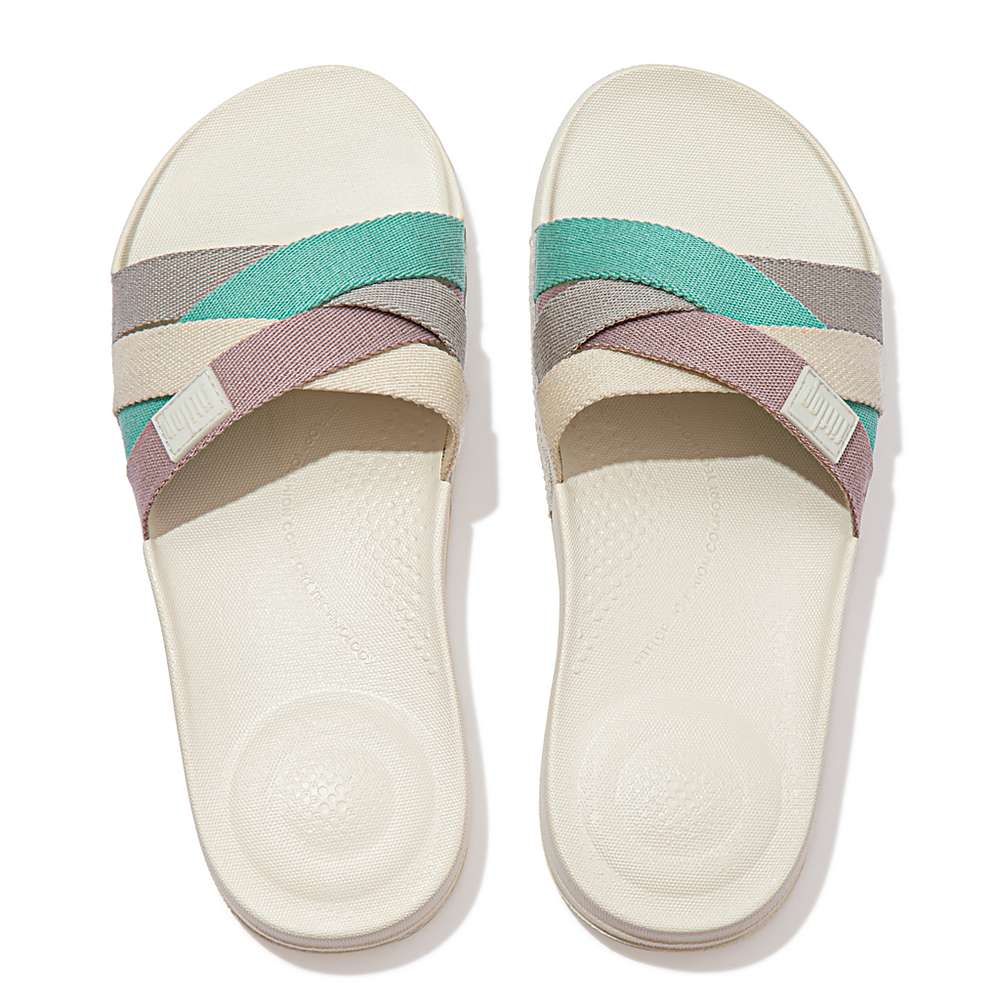 Cream Women's Fitflop IQUSHION Multi Strap Slides Slides | EM4170862