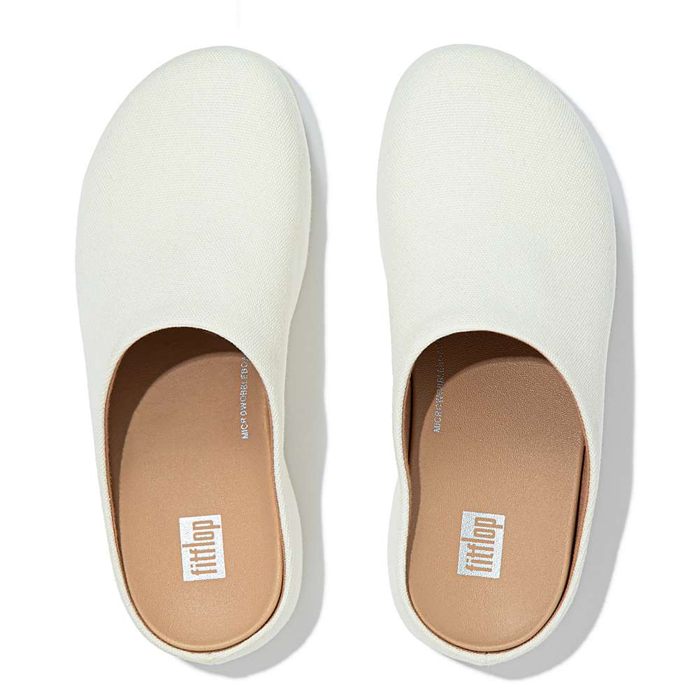 Cream Women's Fitflop SHUV Canvas Clogs | RU9276854