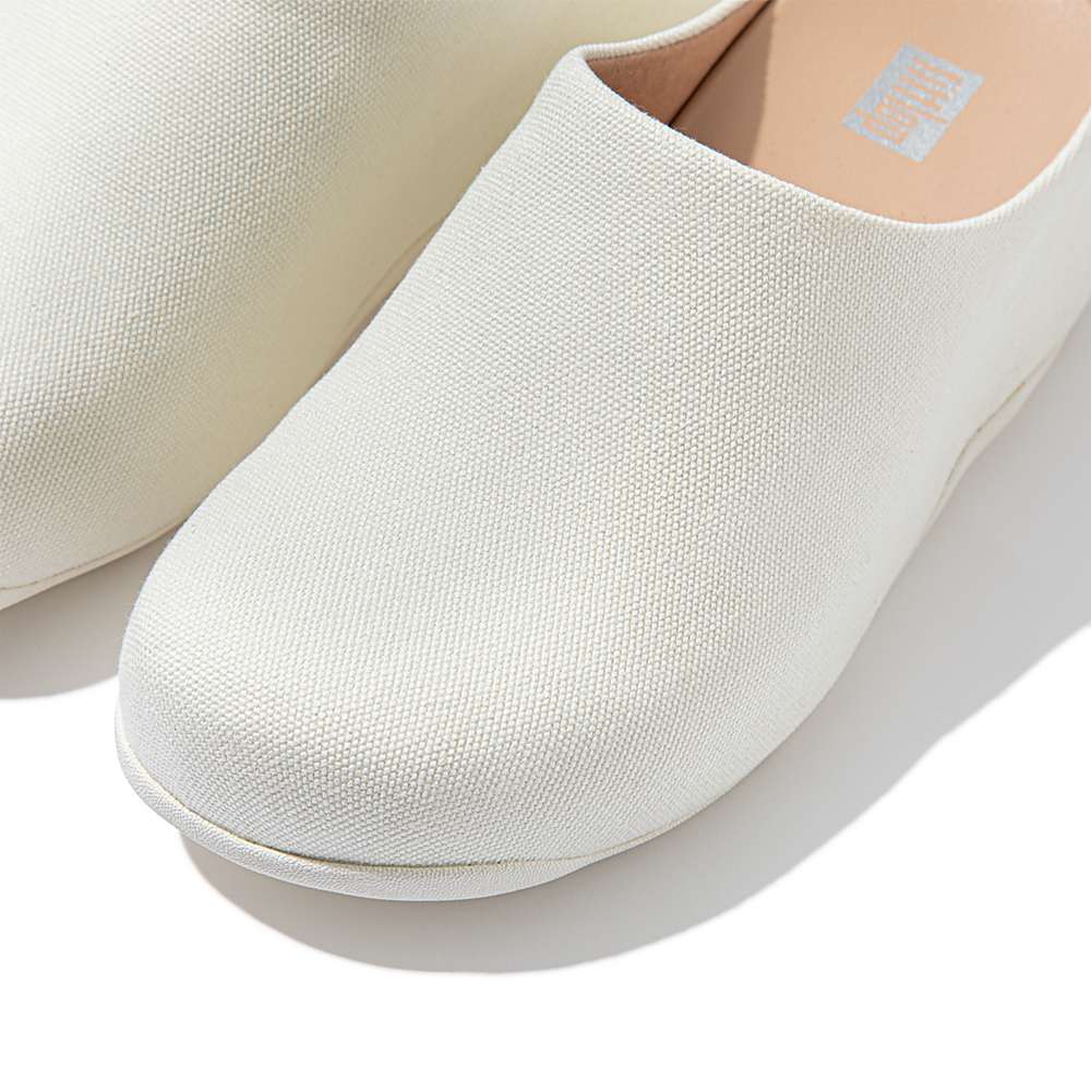 Cream Women's Fitflop SHUV Canvas Clogs | RU9276854