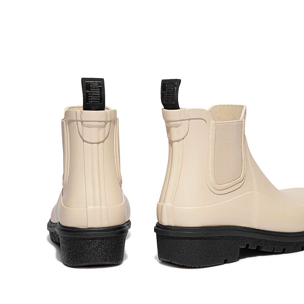 Cream Women's Fitflop WONDERWELLY Contrast-Sole Chelsea Rain Boots | NG7238519