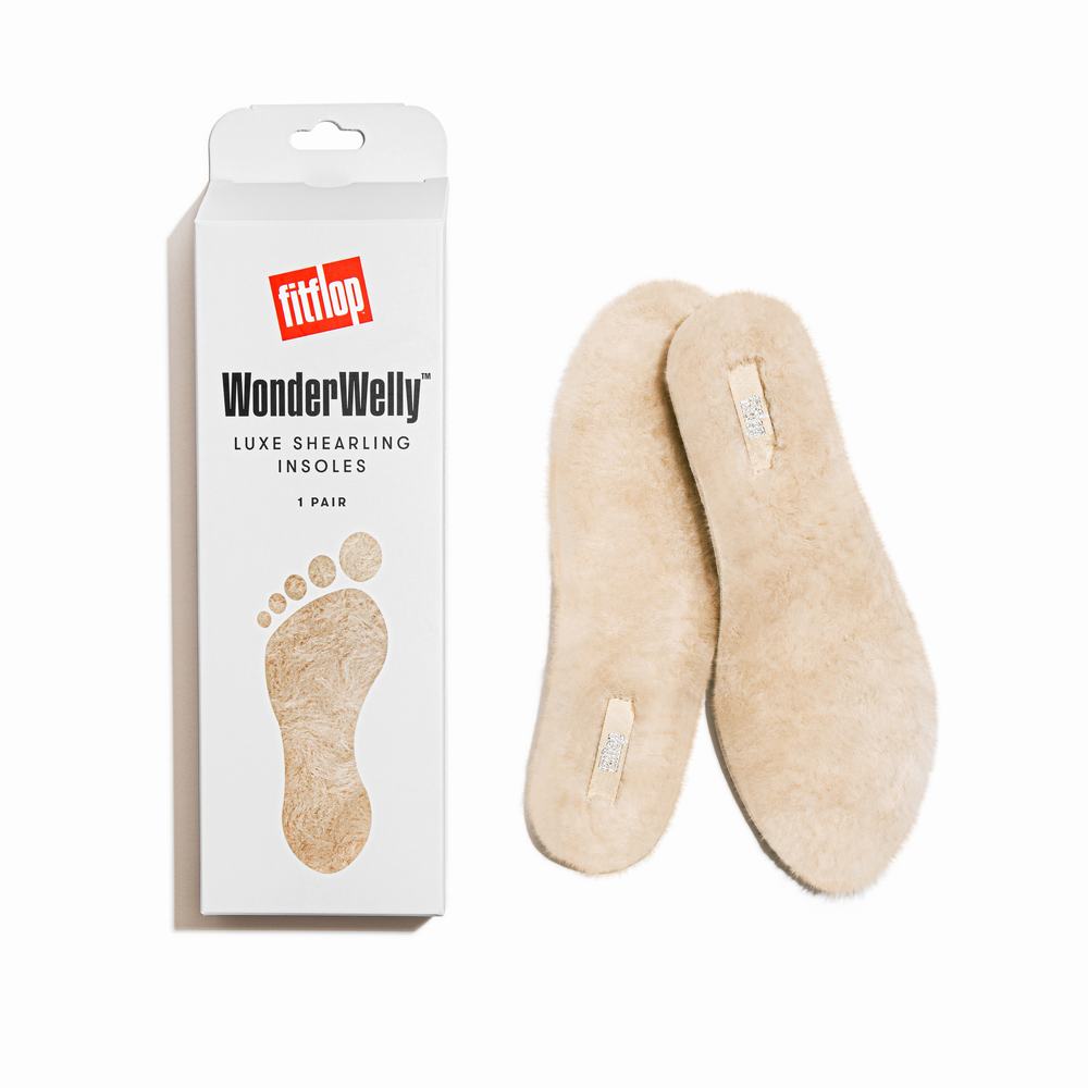 Cream Women's Fitflop WONDERWELLY Luxe Shearling Insoles 1 Pair Insoles | ZB9452631