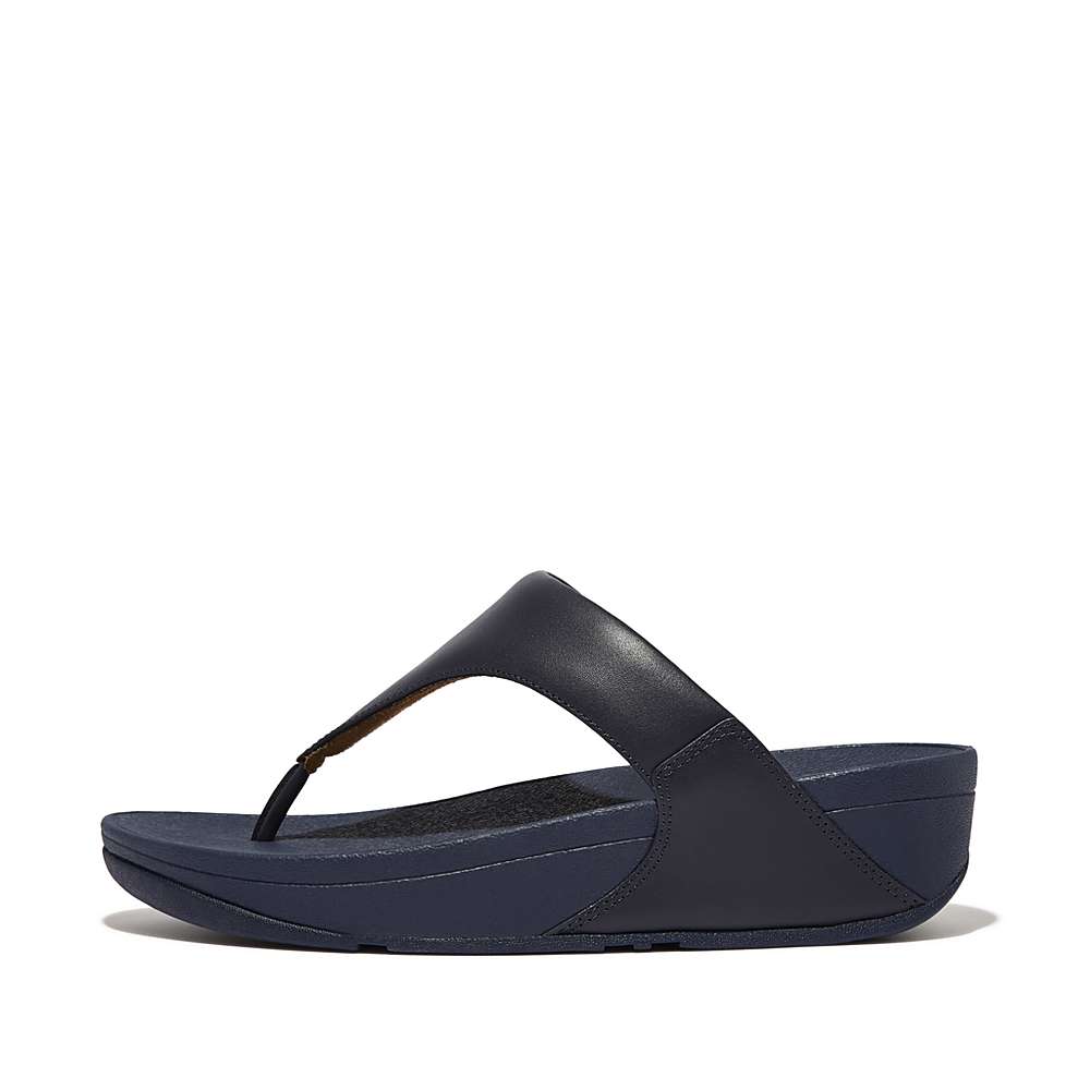 Deep Blue Women\'s Fitflop LULU Leather Toe-Post Sandals | MO1056348