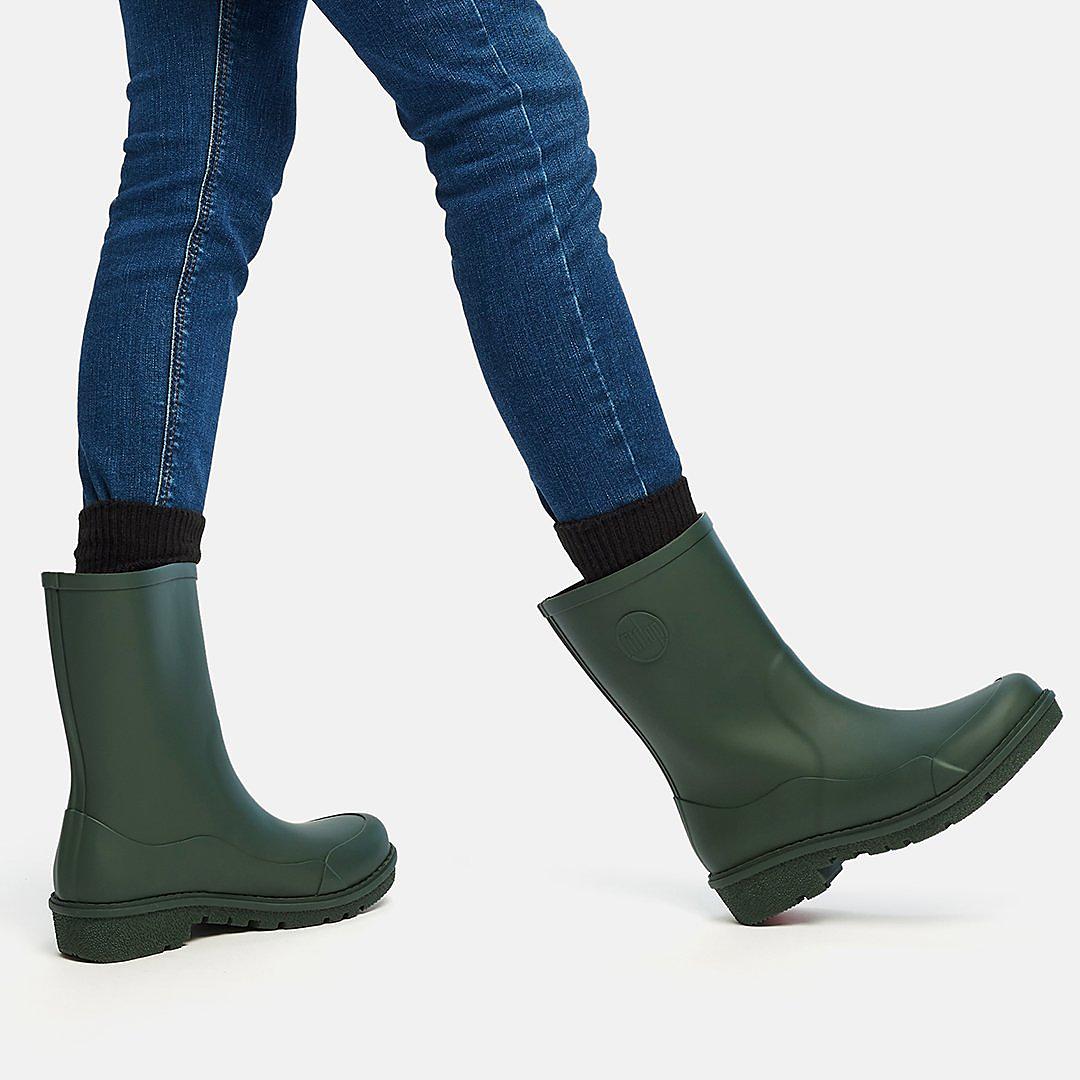 Deep Green Women's Fitflop WONDERWELLY Short Rain Boots | GN2485097