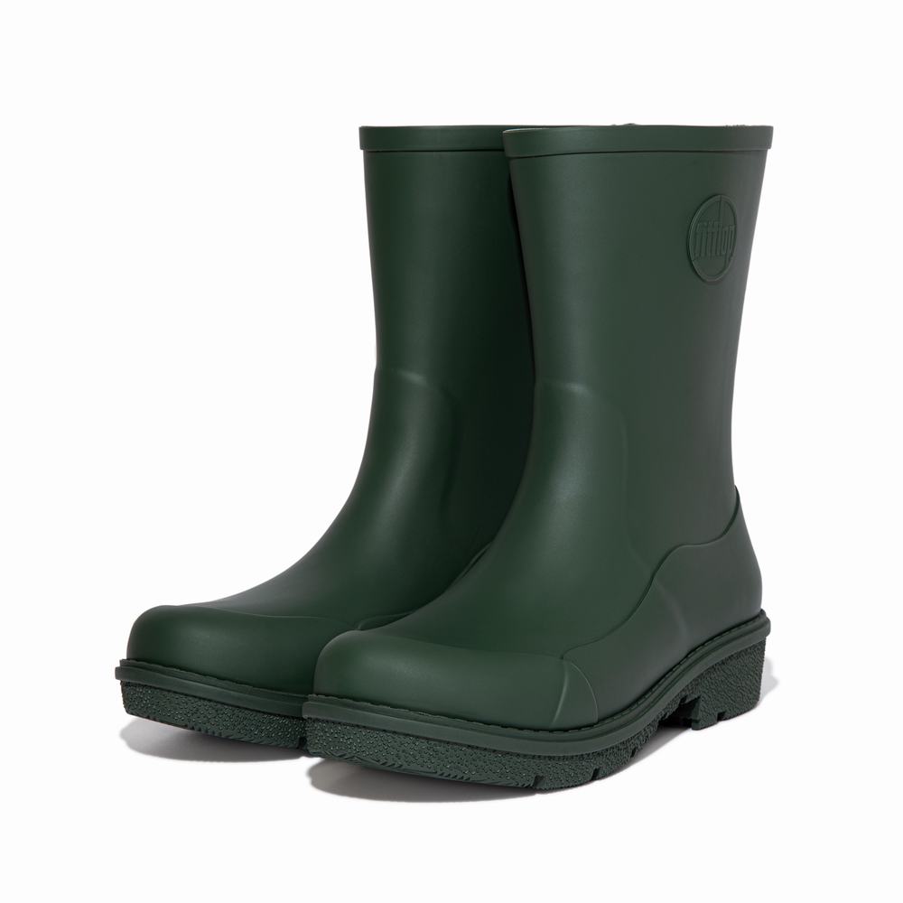 Deep Green Women's Fitflop WONDERWELLY Short Rain Boots | GN2485097