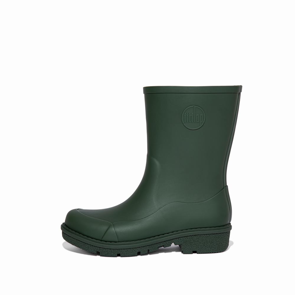 Deep Green Women\'s Fitflop WONDERWELLY Short Rain Boots | GN2485097