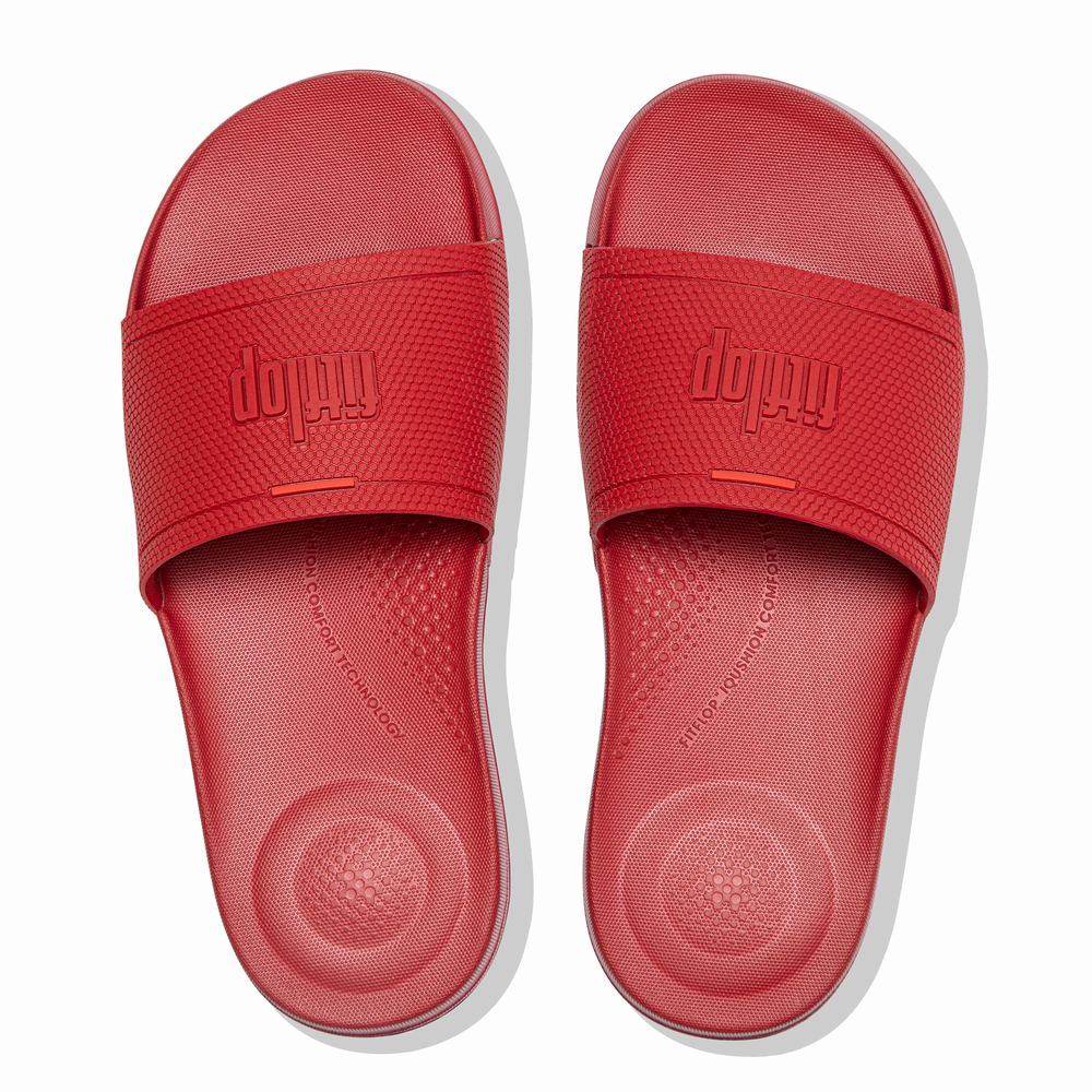 Deep Red Women's Fitflop IQUSHION Pool Slides | KU1297065