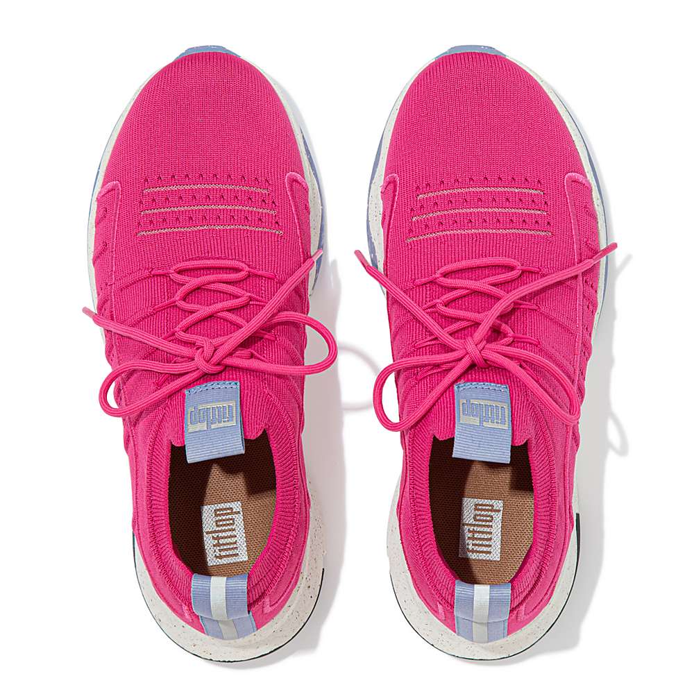 Fuchsia Rose Women's Fitflop VITAMIN FF E01 Knit Sports Sneakers | HG0243957