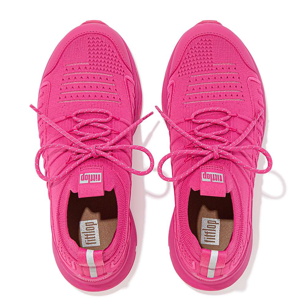 Fuchsia Rose Women's Fitflop VITAMIN FF Knit Sports Sneakers | QZ3890467