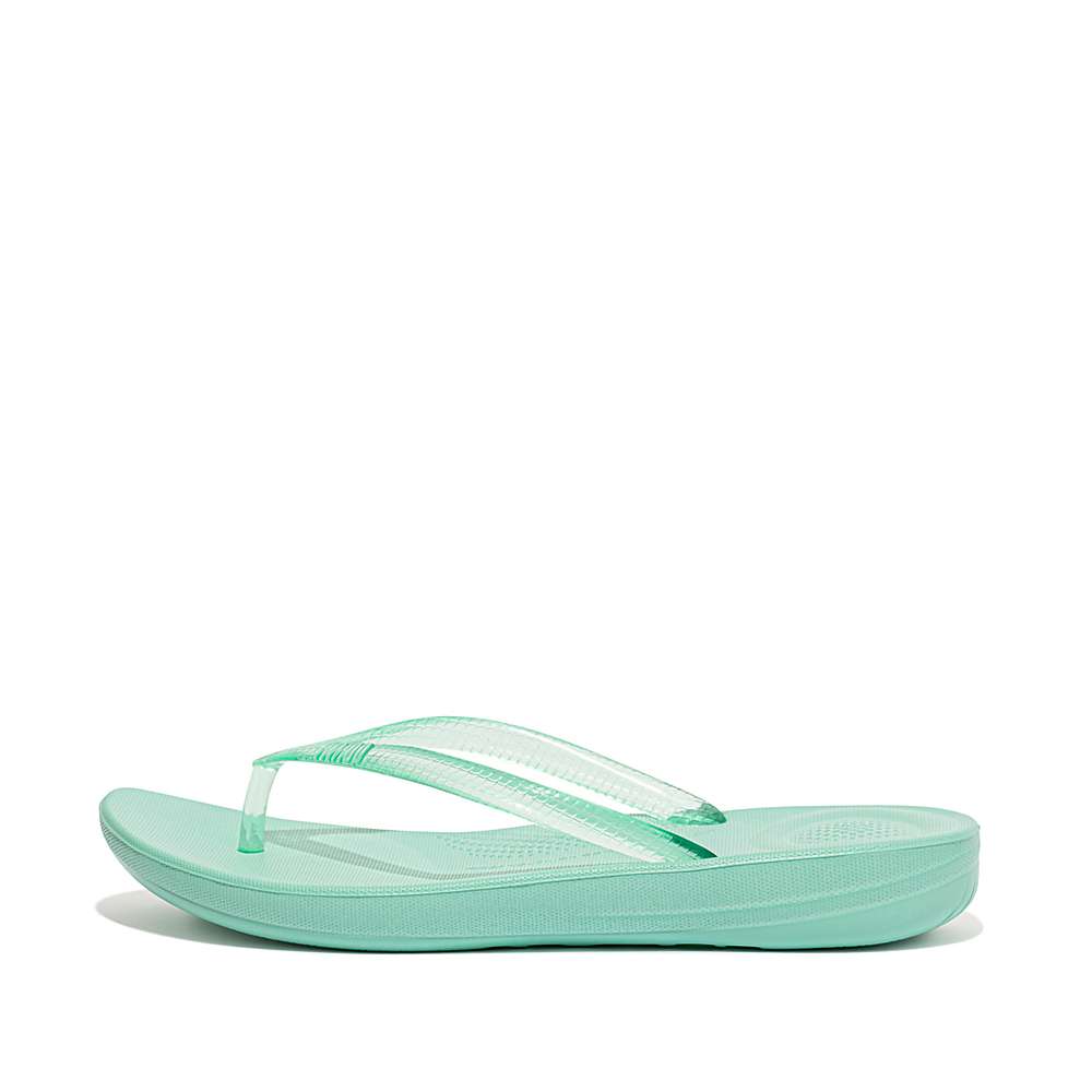 Green Women\'s Fitflop IQUSHION Transparent Flip Flops | WF6072431