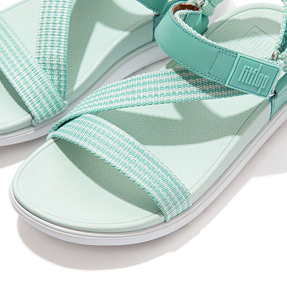 Green Women's Fitflop LOOSH Webbing Z-Strap Sandals | HC3547906