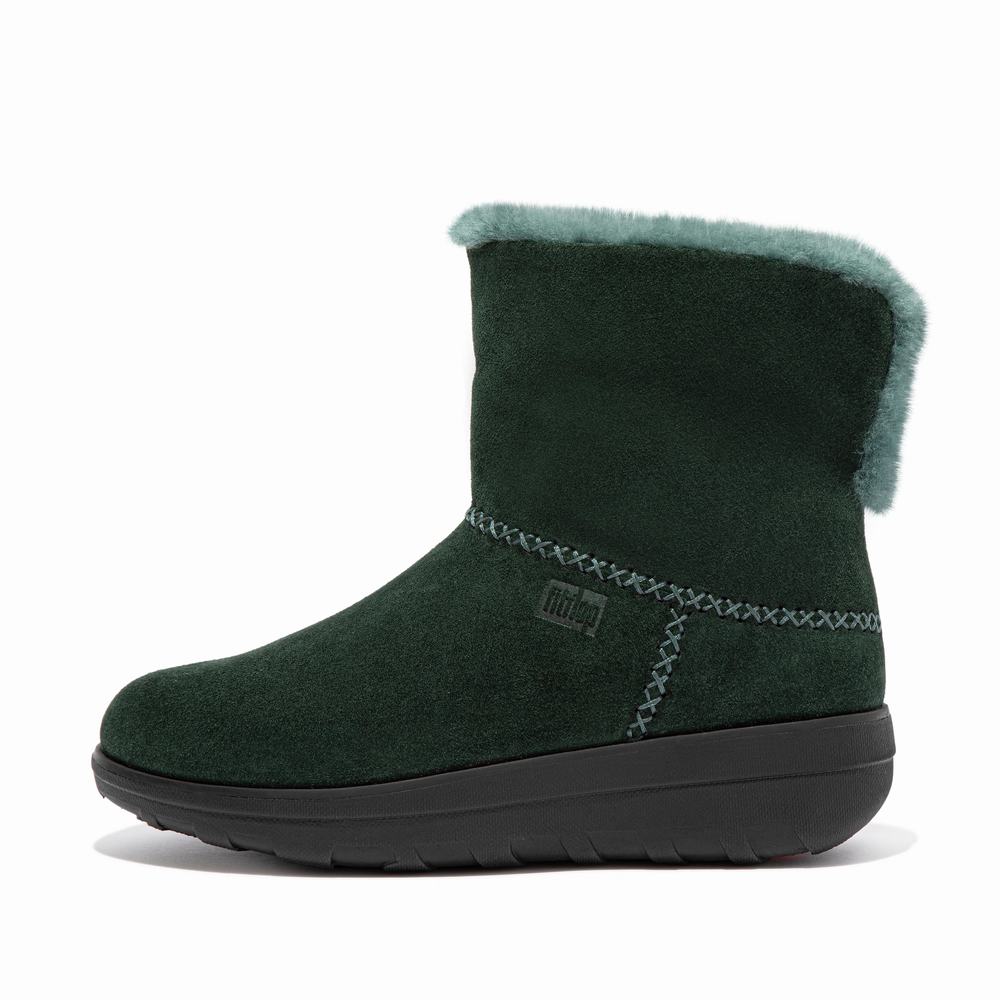 Green Women's Fitflop MUKLUK SHORTY Shearling-Lined Suede Ankle Boots | KA3465709