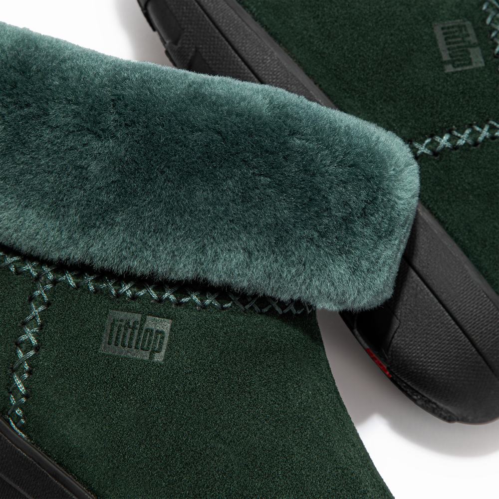 Green Women's Fitflop MUKLUK SHORTY Shearling-Lined Suede Ankle Boots | KA3465709