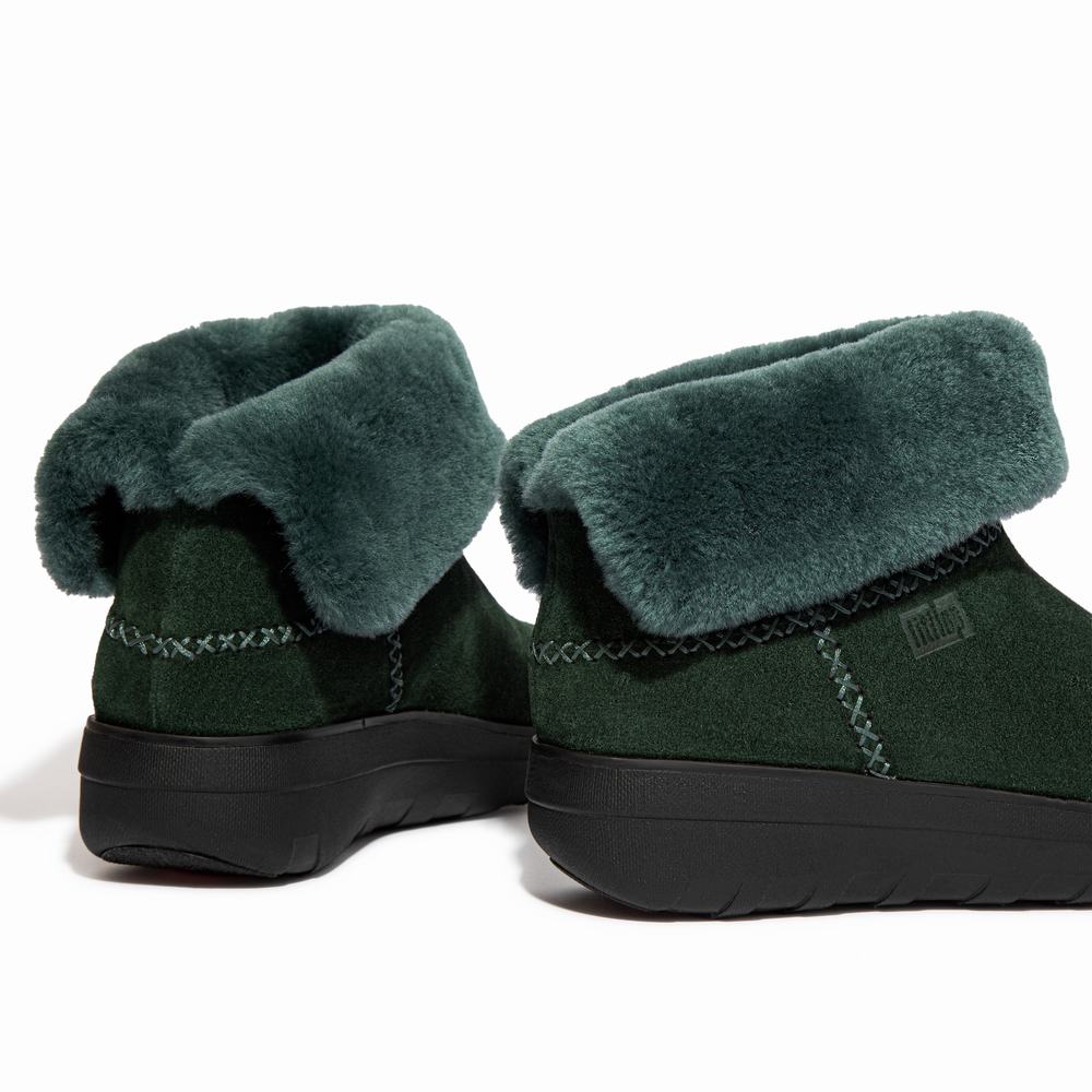 Green Women's Fitflop MUKLUK SHORTY Shearling-Lined Suede Ankle Boots | KA3465709