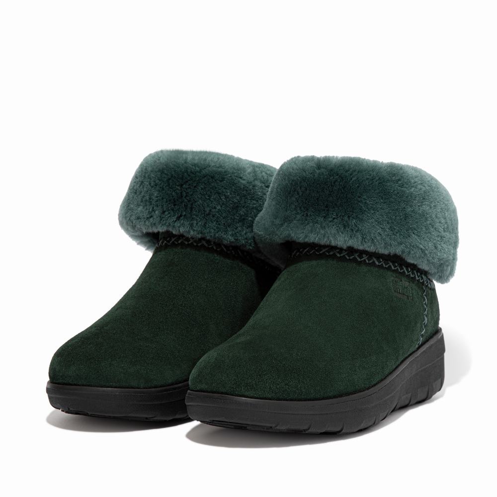 Green Women's Fitflop MUKLUK SHORTY Shearling-Lined Suede Ankle Boots | KA3465709