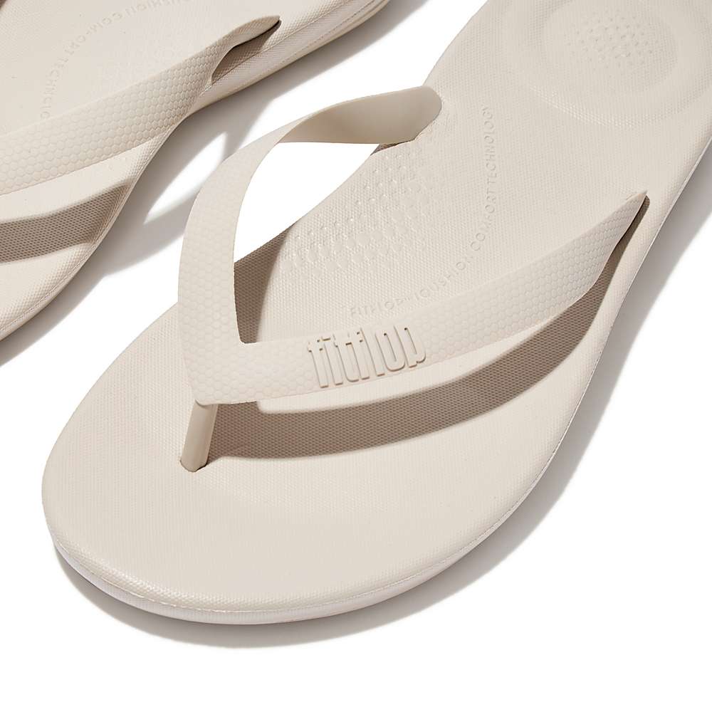 Grey Beige Men's Fitflop IQUSHION Ergonomic Flip Flops | IM4805973