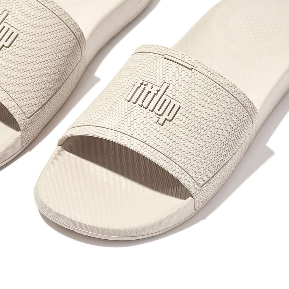 Grey Beige Men's Fitflop IQUSHION Pool Slides | AT2318709