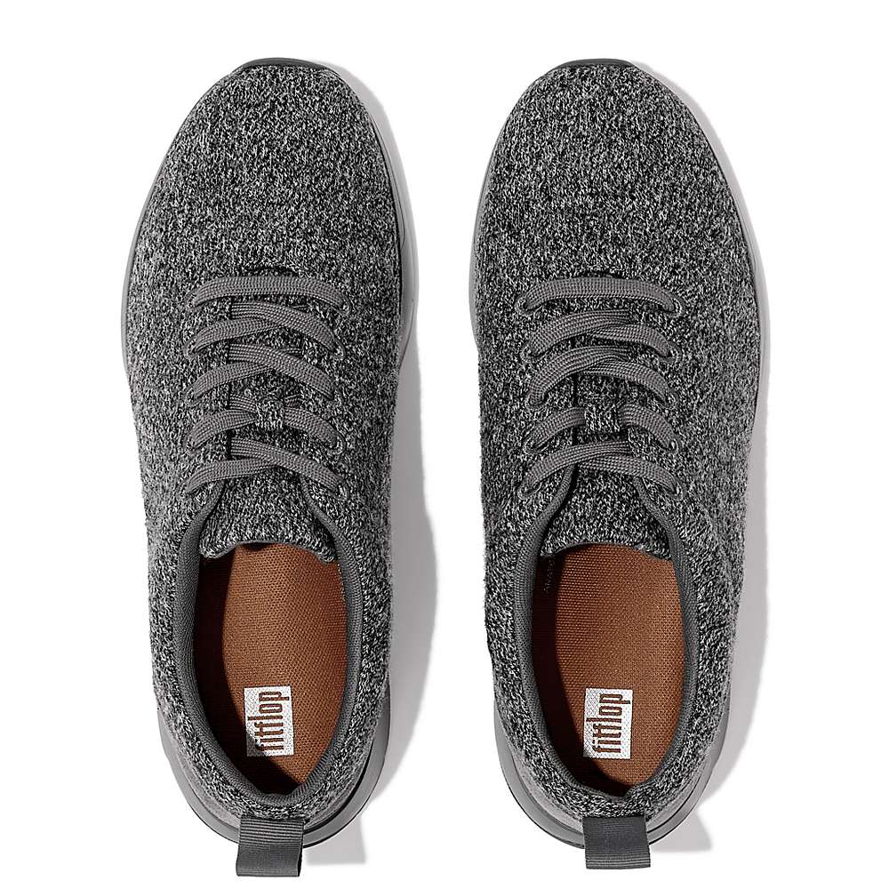 Grey Men's Fitflop FLEXKNIT E01 Merino Wool-Mix Sneakers | CS2170549