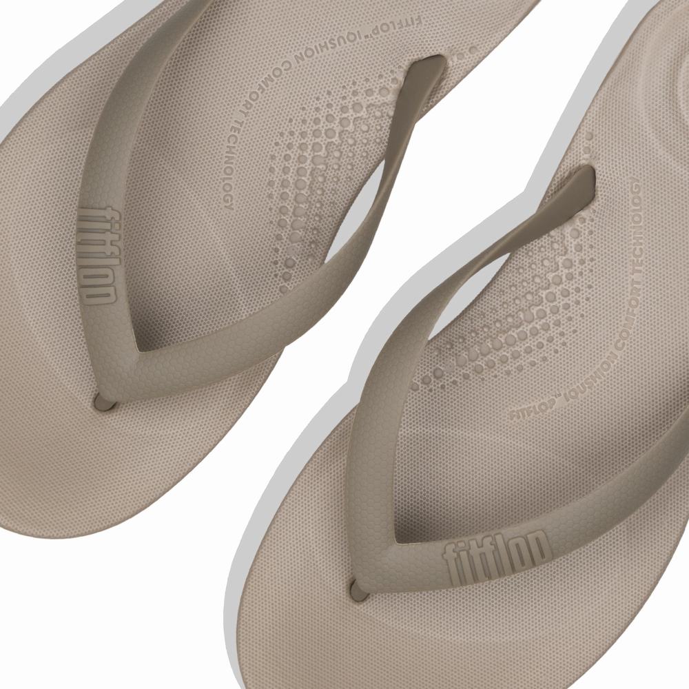 Grey Men's Fitflop IQUSHION Ergonomic Flip Flops | WT6702459