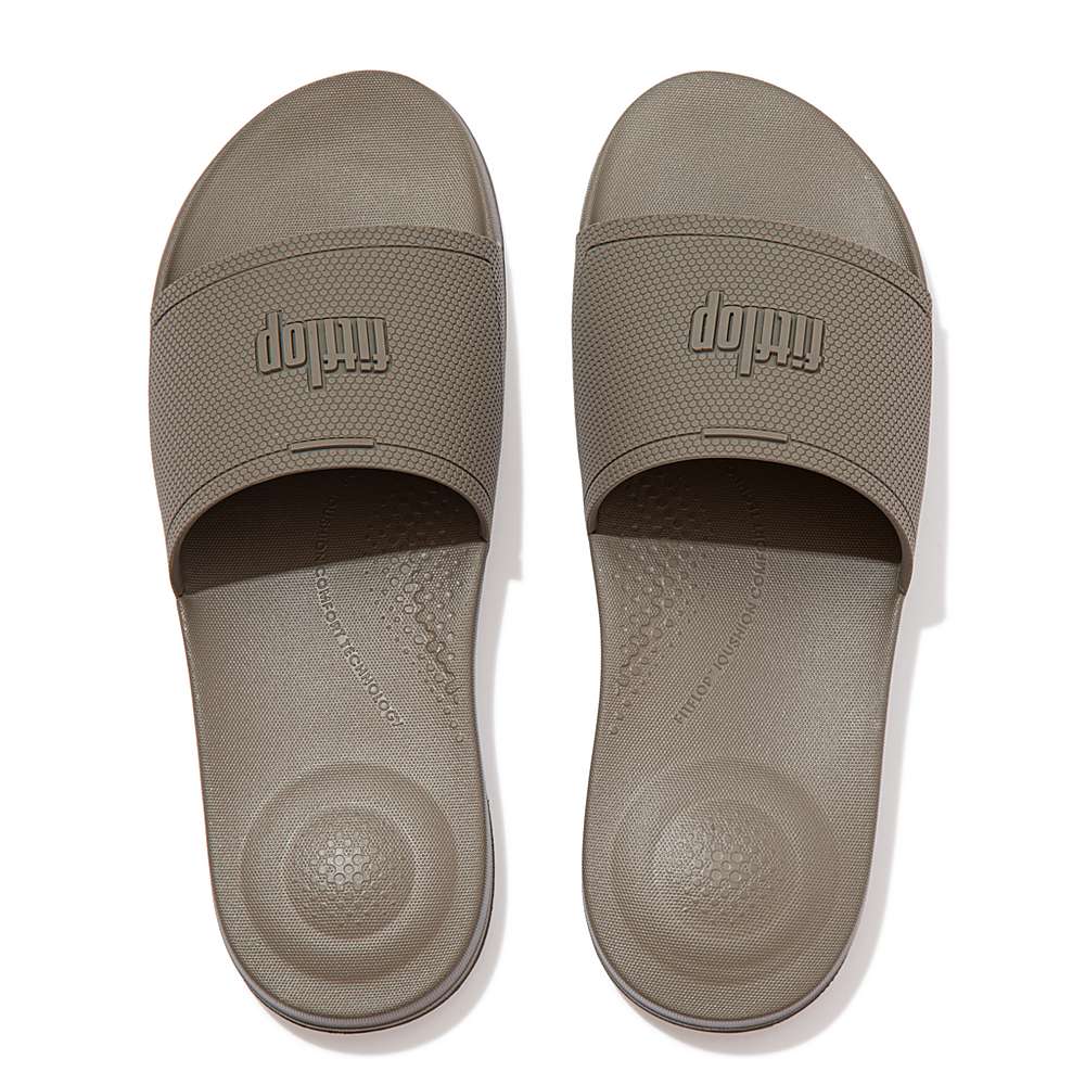 Grey Men's Fitflop IQUSHION Pool Slides | GE3490751