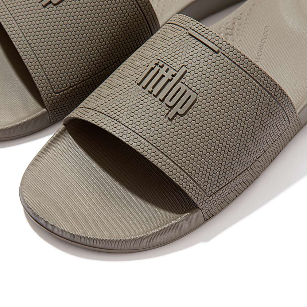 Grey Men's Fitflop IQUSHION Pool Slides | GE3490751