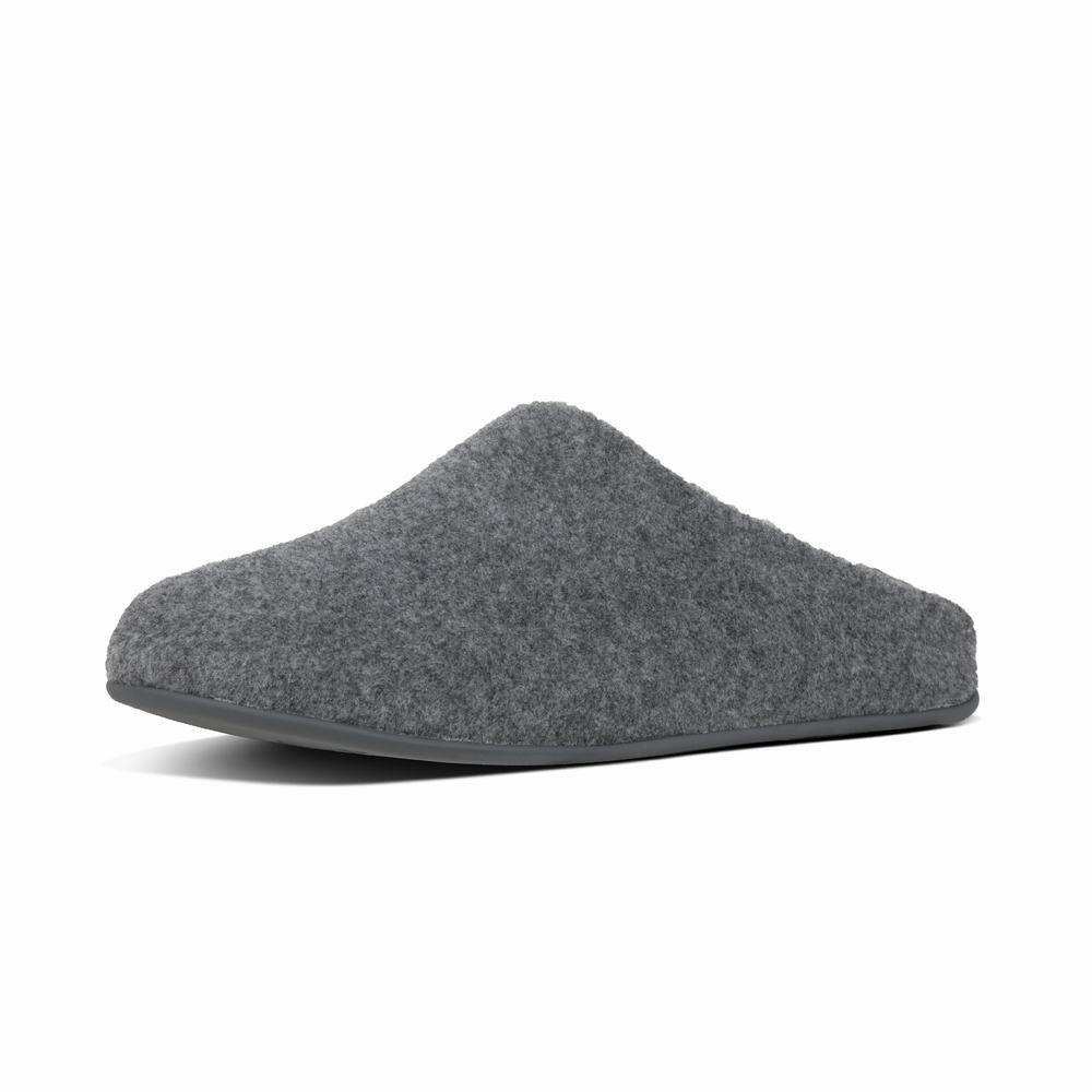 Grey Men's Fitflop SHOVE Felt Slippers | HP1749086