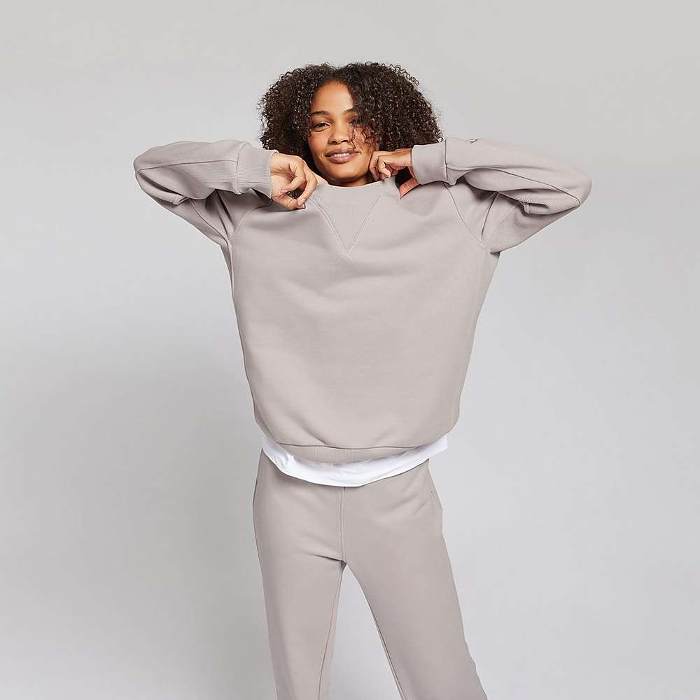 Grey Women's Fitflop BASIC THREADS Crew Sweatshirt | DR2651873