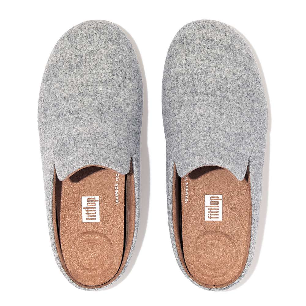 Grey Women's Fitflop CHRISSIE II Haus Felt Slippers | CX5210943