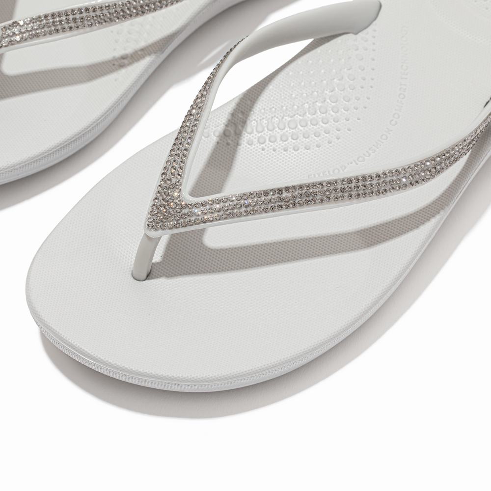 Grey Women's Fitflop IQUSHION Sparkle Ergonomic Flip Flops | HP7285490