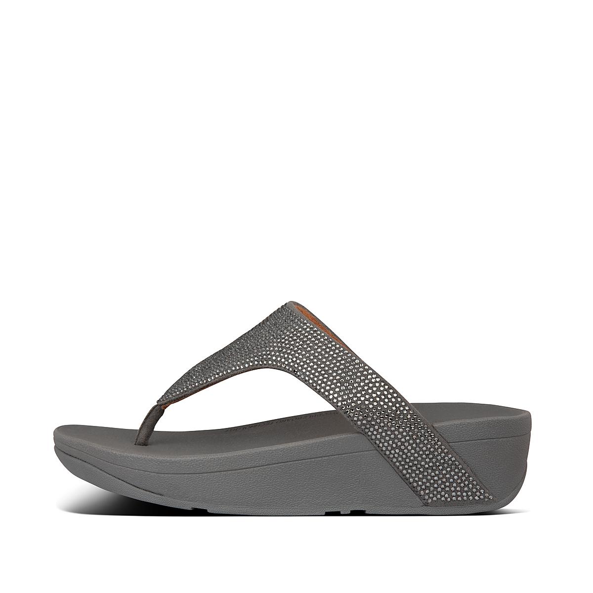 Grey Women\'s Fitflop LOTTIE Shimmercrystal Toe-Post Sandals | JM3982047