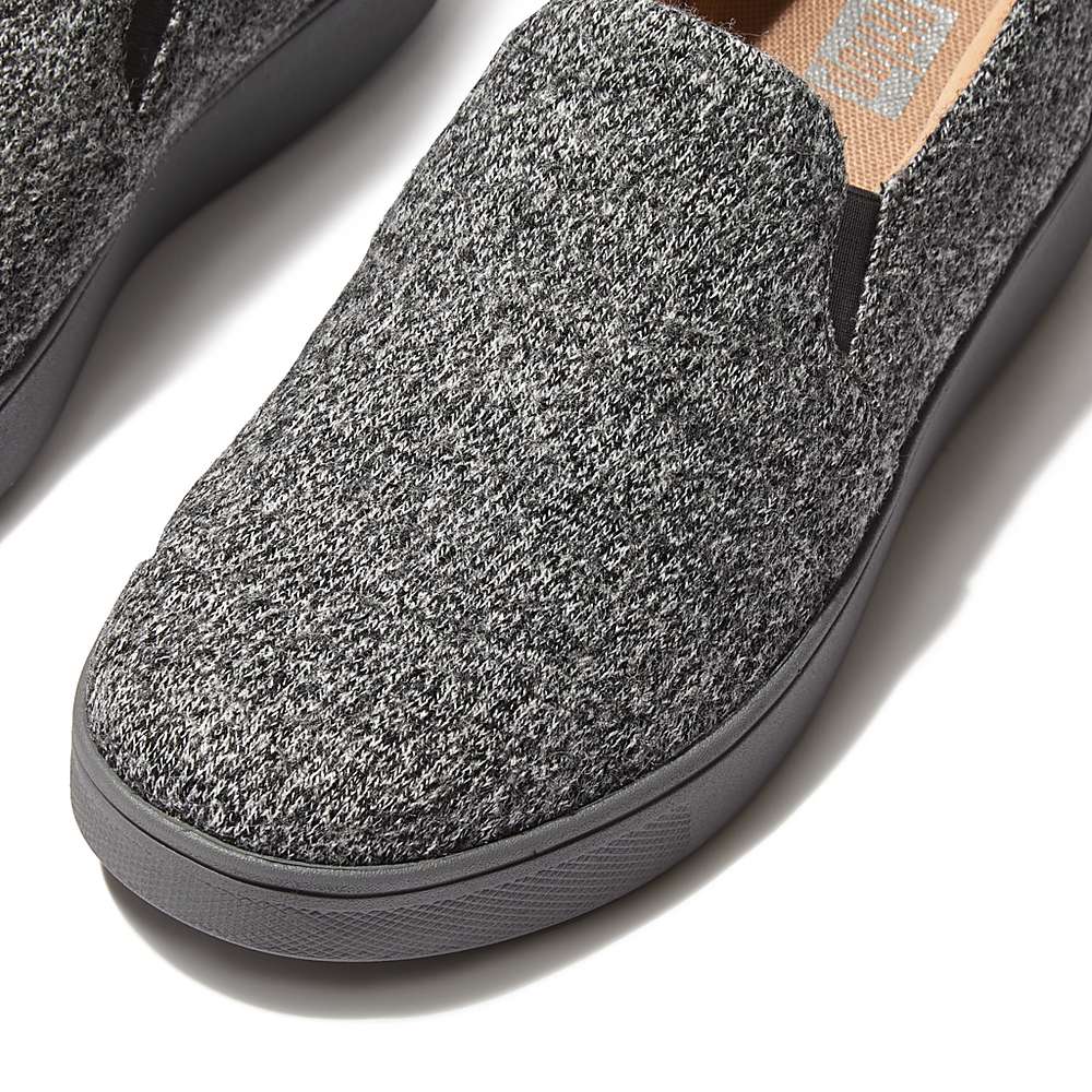 Grey Women's Fitflop RALLY E01 Merino Wool-Mix Skate Sneakers | WM7659423